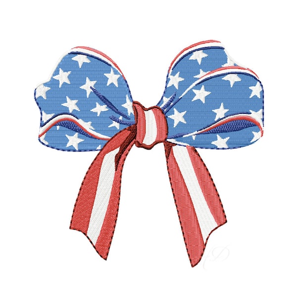 American July 4th Stars Stripes Bow Embroidery Design Monogram Instant download BX 4x4 5x7 6x10 PES Herrington Design Summer Patriotic