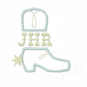 Cowboy Boot Split Applique Design Embroidery 4x4 5x7 6x10 Instant Download Cowgirl Boot