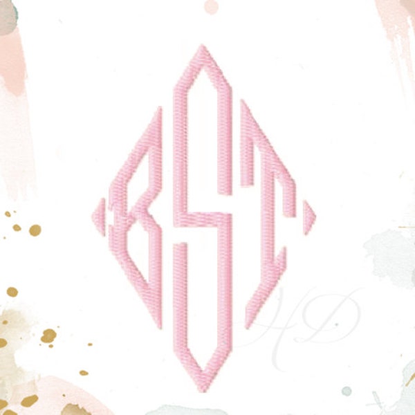 3.5" inch Diamond Embroidery Font Fill Flat Stitch Design Monogram 4x4 Instant Download BX PES
