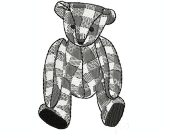 Vichy Teddy Bär Stickdatei Plaid Monogramm Instant download BX 4x4 5x7 6x10 PES Herrington Design Winter Weihnachten