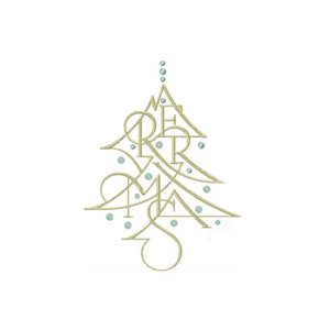 Merry Christmas Tree Modern Monogram Embroidery Design Instant download BX PES 4x4 5x7 6x10 Herrington Design Holiday Winter