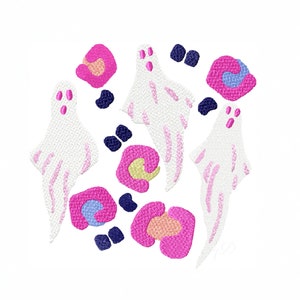 Ghost Leopard Print Embroidery Design Monogram Font Instant download BX 4x4 5x7 6x10 PES Herrington Design Halloween Checked
