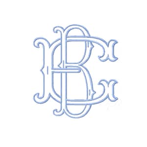 26 Letra B 3.6" Dos Letras Tipo Cola de Pez Contorno Bordado Monograma Tipo Formal Tejido Fuentes Entrelazadas Herrington Diseño 4x4 PES BX