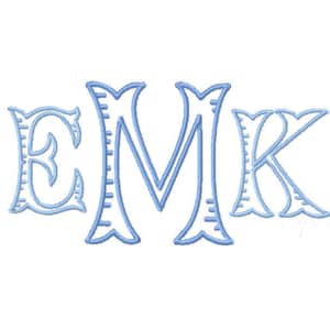 3.5&quot; inch Fairfax Fishtail Ribbed Embroidery Font Monogram Satin Stitch Instant Download PES BX All Formats Open