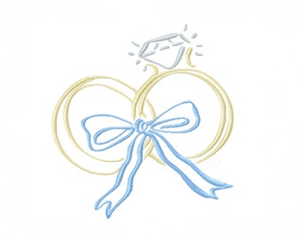 Wedding Rings Engagement Ribbon Embroidery Design Instant Download Herrington Design All Formats