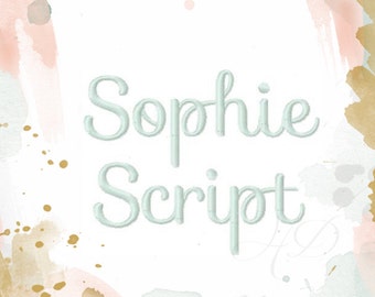 1/2 &quot; .5 &quot; inch borduurlettertype satijn steek script machine borduurwerk bestand Instant Download Sophie mini lettertype BX instant download alle formaten