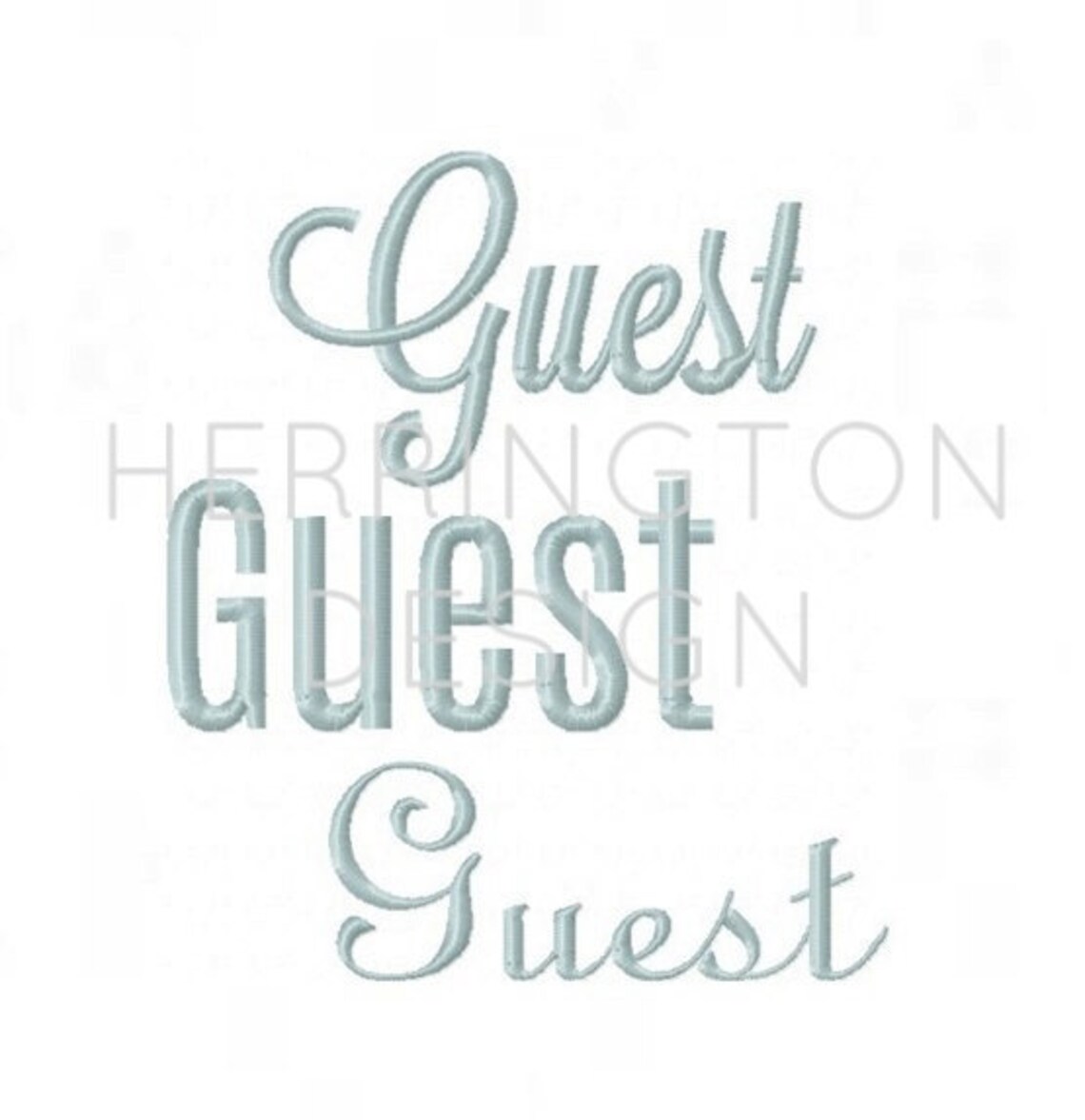 Set of 3 Guest Script & Type Embroidery Font for Guest Towel Etsy