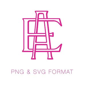 Dos tipo esquema un monograma SVG PNG vector monograma fuente para la máquina de corte Herrington diseño descarga instantánea
