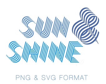 Sunshine SVG PNG Vektor Retro Regenbogen Monogramm Schriftart für Schneidemaschine Herrington Design Instant Download