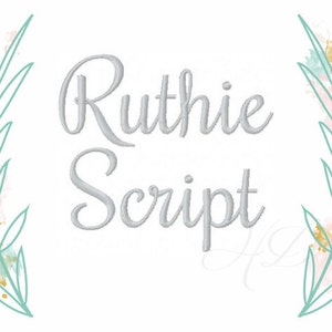 2&quot; inch Script Font Cursive Monogram Embroidery Font Ruthie BX  4x4 5x7 6x10  BX instant download