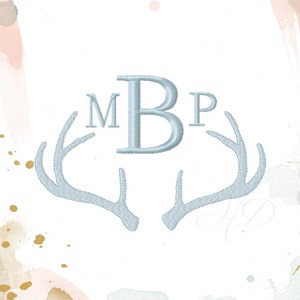Antler Monogram Embroidery Frame Machine Embroidery Design BX Instant download 4x4 5x7 6x10