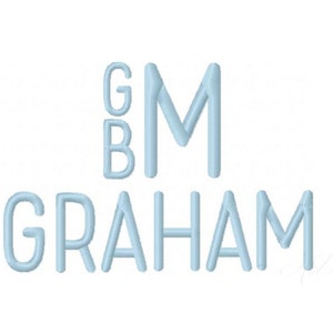 4" Mid Century Embroidery Font Graham Satin Stitch Monogram Boy BX Instant download PES