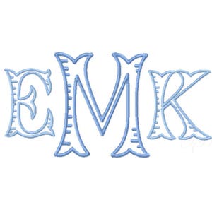 3&quot; inch Fairfax Fishtail Ribbed Embroidery Font Monogram Satin Stitch Instant Download PES BX All Formats Open