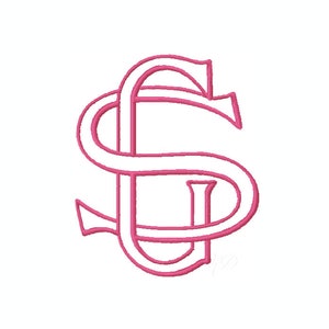 26 Letter G 3.6" Two Letter Type Outline Embroidery Monogram Formal Type Woven Interlocking Fonts Herrington Design 4x4 PES BX