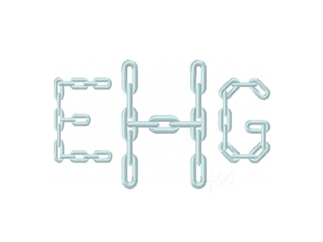 3 Chain Link Font Embroidery Font Design Instant Download Font 4x4 5x7