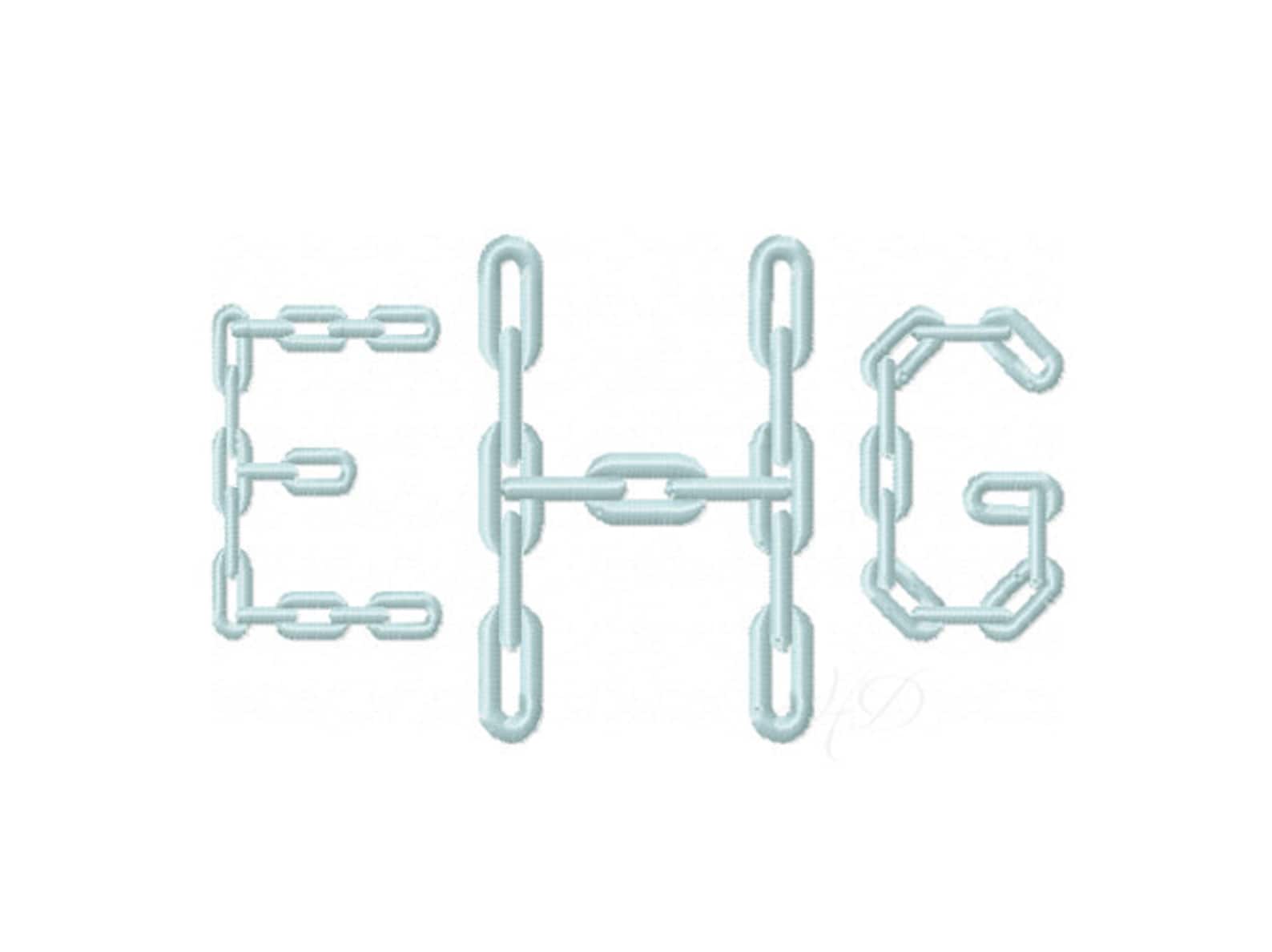 3 Chain Link Font Embroidery Font Design Instant Etsy