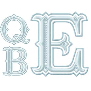 Fuente bordada con monograma Queen Bess de 4 x 4 pulgadas y 3,6 pulgadas (BX, descarga instantánea, Herrington Design)