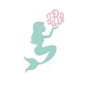 Mermaid Monogram Embroidery Design Frame Seashell Machine Embroidery Applique Instant download BX PES 4x4 5x7 6x10