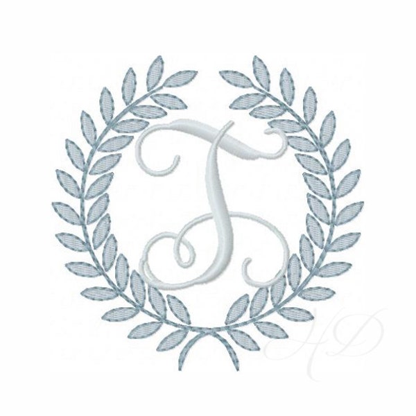 Laurel Wreath Embroidery Design Instant Download Font 4x4 5x7 6x10 BX