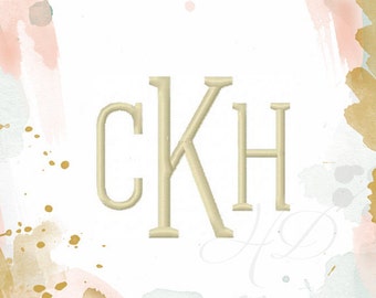 3/4" and 1" inch Monogram Font Typwriter Vintage Serif Embroidery Font Charlie BX instant download