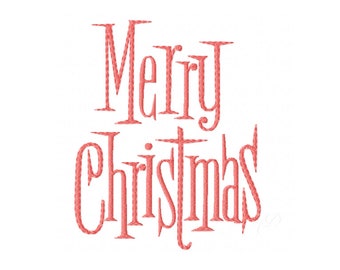 Merry Christmas Embroidery Design Merry and Bright Instant download BX 4x4 5x7 6x10