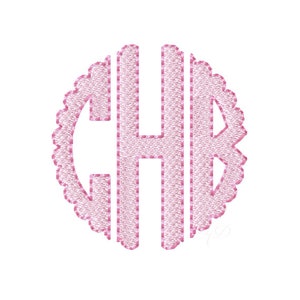 2.5" inch Scalloped Two color Circle Monogram Font Classic Font Embroidery 5x7 Machine Embroidery BX instant download Herrington Design
