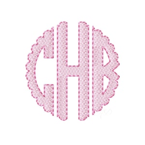 3&quot; inch Scalloped Two color Circle Monogram Font Classic Font Embroidery 4x4 Machine Embroidery BX instant download Herrington Design