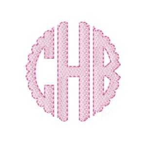 2.5" inch Scalloped Two color Circle Monogram Font Classic Font Embroidery 5x7 Machine Embroidery BX instant download Herrington Design