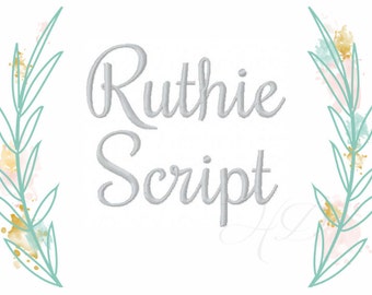 3" inch Script Font Cursive Monogram Embroidery Font Ruthie BX  4x4 5x7 6x10  BX instant download