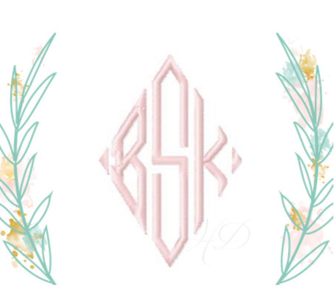 3/4 Inch Diamond Monogram Alphabet Embroidery Pattern | Etsy