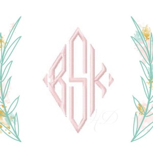 3/4&quot; inch Diamond Monogram Alphabet Embroidery Pattern Files Small Mini 4x4 hoop BX instant download