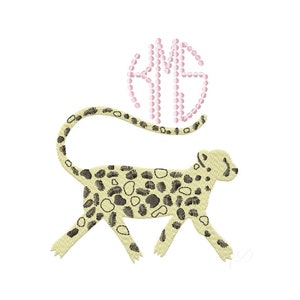 Chinoiserie Chic Cheetah Monogram embroidery design Instant download 4x4 5x7 6x10 PES BX Herrington Design