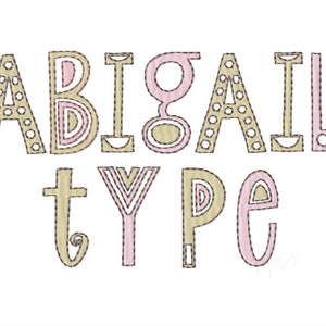 3.5" inch Abby Fill Two Tone Outline letters and numbers Boho Chic Embroidery Monogram Font Satin stitch Instant Download