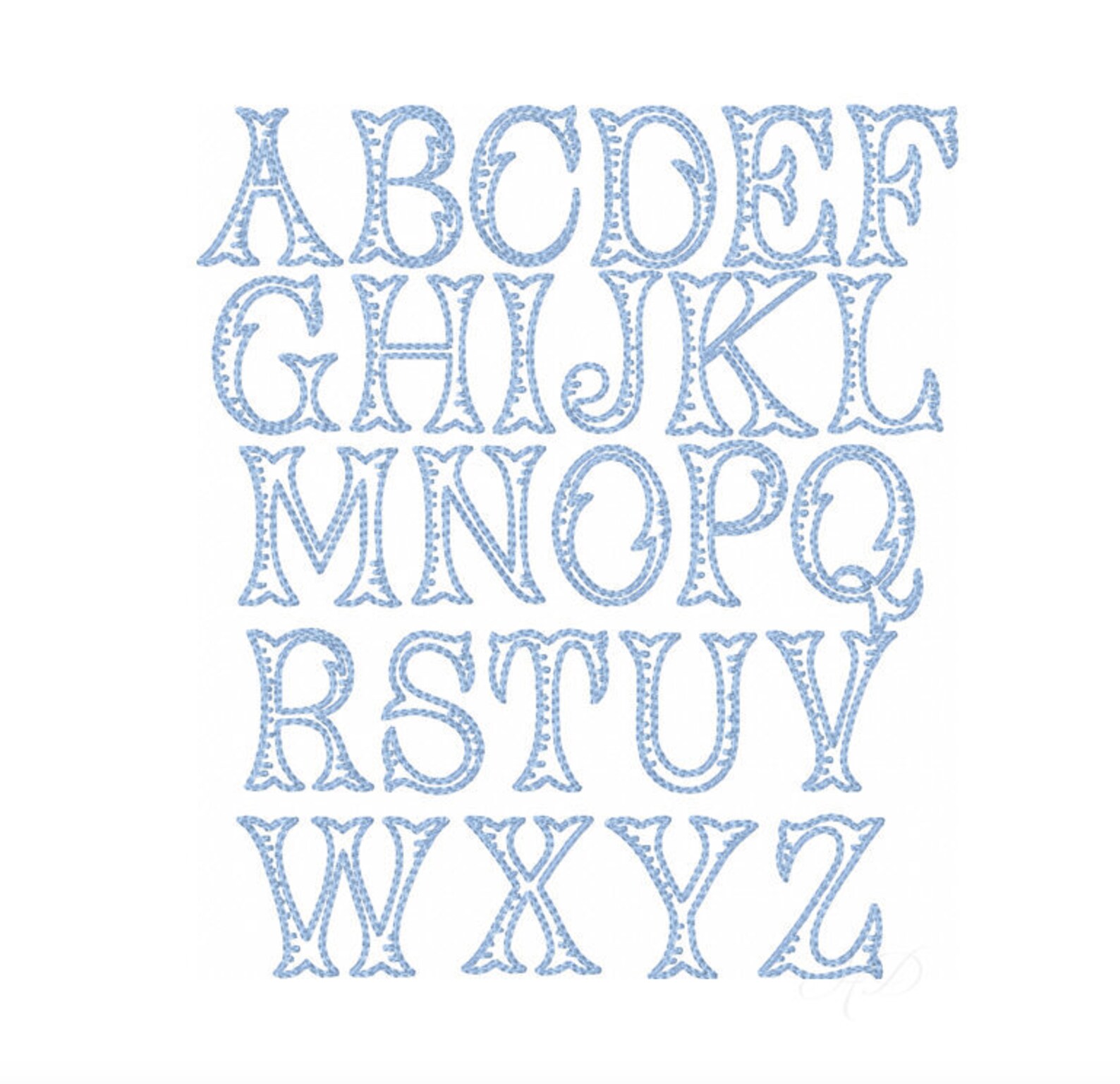 6 Inch Fairfax Fishtail Embroidery Fill Ribbed Font - Etsy