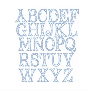 6" Inch Fairfax Fishtail Embroidery Fill Ribbed Font Monogram Satin ...