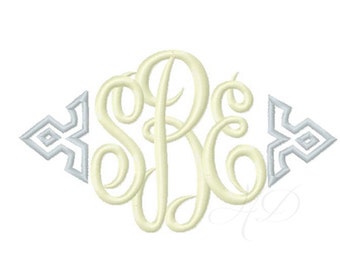 Diamond Applique Frame Embroidery Design Monogram 4x4 5x7 6x10 Instant Download BX