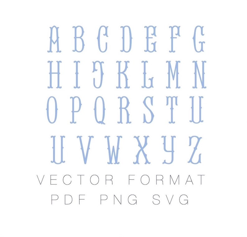 Barrett Outline and Fill Monogram PDF PNG SVG Vector Monogram Font for Cutting Machine Herrington Design Instant Download image 7