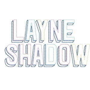 2&quot; inch Layne HandStitch Raw Two Tone Shadow letters Boy Type Embroidery Monogram Font Instant Download Herrington Design