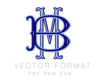 Barrett Outline and Fill Monogramm PDF PNG SVG Vektor Monogramm Schriftart für Schneidemaschine Herrington Design Instant Download