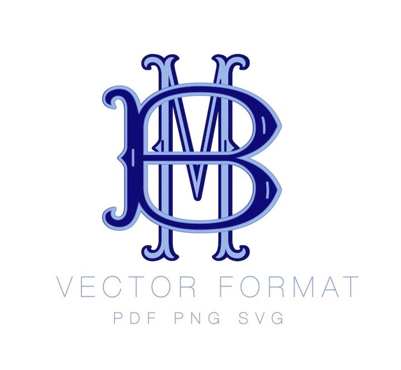 Barrett Outline and Fill Monogram PDF PNG SVG Vector Monogram Font for Cutting Machine Herrington Design Instant Download image 1