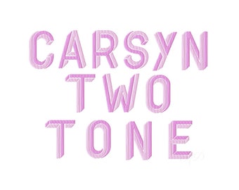 3" inch Carsyn Bevel Two Tone Modern Type Embroidery Font Herrington Design BX instant download PES BX All Formats Herrington Design