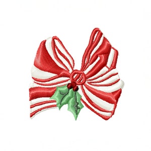 Striped Christmas Bow Embroidery Design Monogram Instant download BX 4x4 5x7 6x10 PES Herrington Design Glam Designer