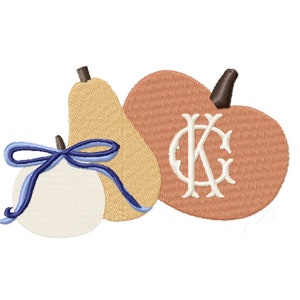 Pumpkin Trio Fall Embroidery design Instant download 4x4 5x7 6x10 PES BX Herrington Design Gooldendoodle