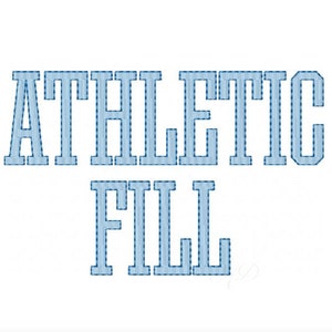 2&quot; inch Athletic Fill Two Tone Outline letters and numbers Varsity Sports Embroidery Monogram Font Satin stitch Instant Download