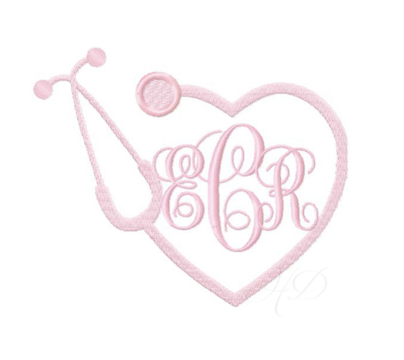 Nurse Stethoscope Embroidery Design Heart Monogram BX Instant Etsy