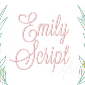 2-Zoll-Stickschrift Satin Stitch Schreibschrift Emily Enthält Zahlen ibx Datei Sofortiger Download PES Alle Formate 4x4 Herrington Design