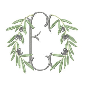 Olive Branch Laurel Wreath Monogram Embroidery Design Instant Download Font Plant Herrington Design 4x4 5x7 6x10 PES BX