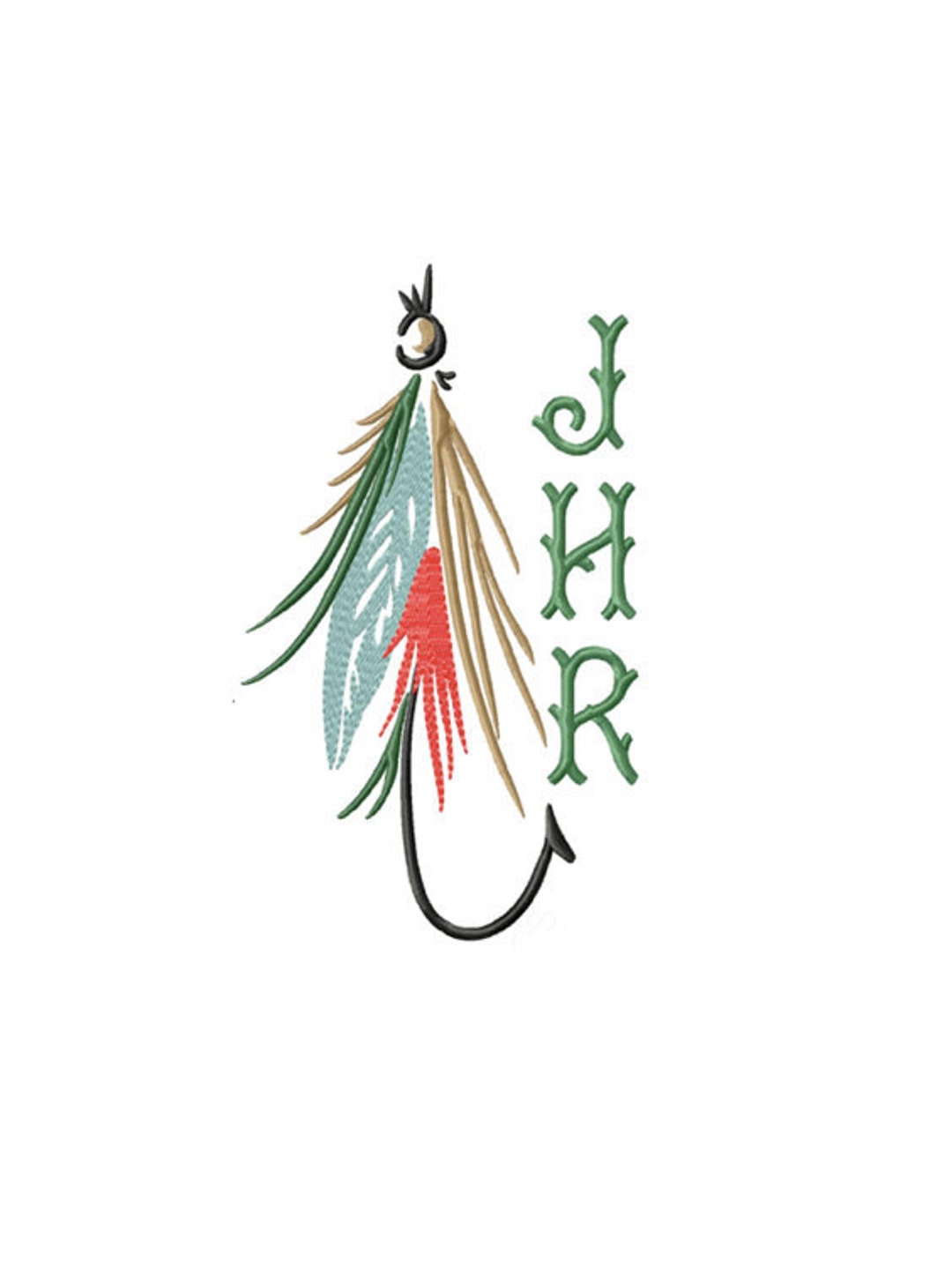 Fly Fishing Embroidery Design Monogram Instant Download BX 4x4 5x7 6x10