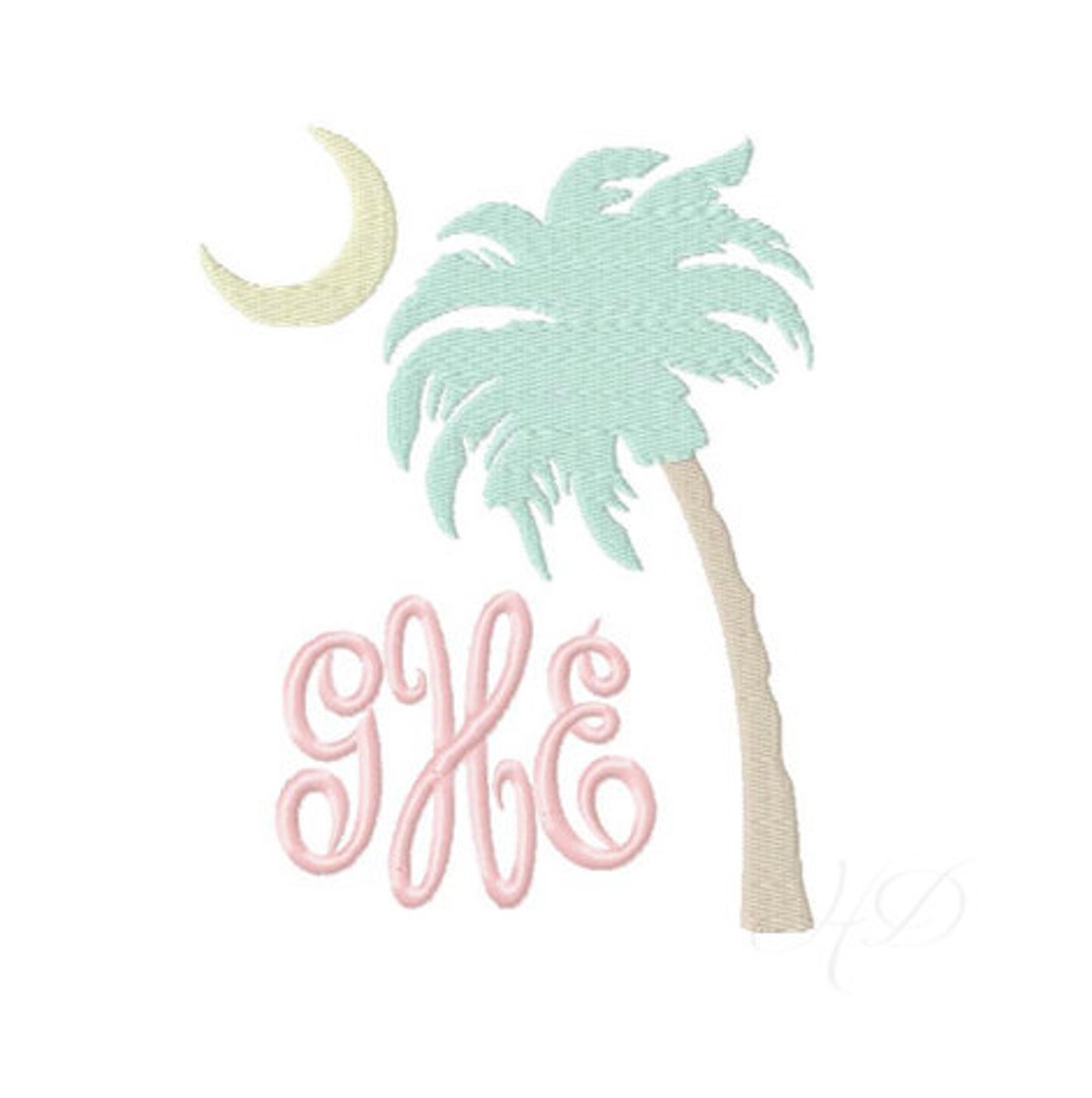 Palm Tree Embroidery Design South Carolina Moon Beach Machine
