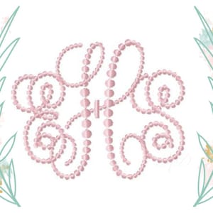 Monogram Classic Dot 4" inch and 5.5" inch Classic Monogram Font Embroidery Font Vine Monogram Font 4x4 hoop Instant download  BX PES